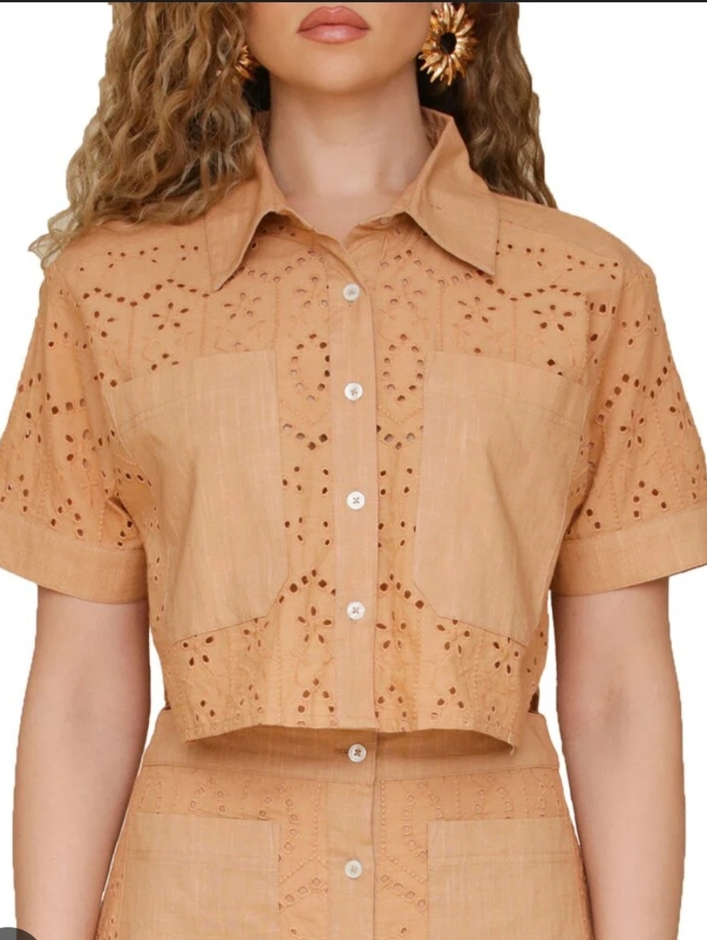$118 Avec Les Filles Eyelet Vlock Boxy Shirt Size Small - Picture 7 of 10